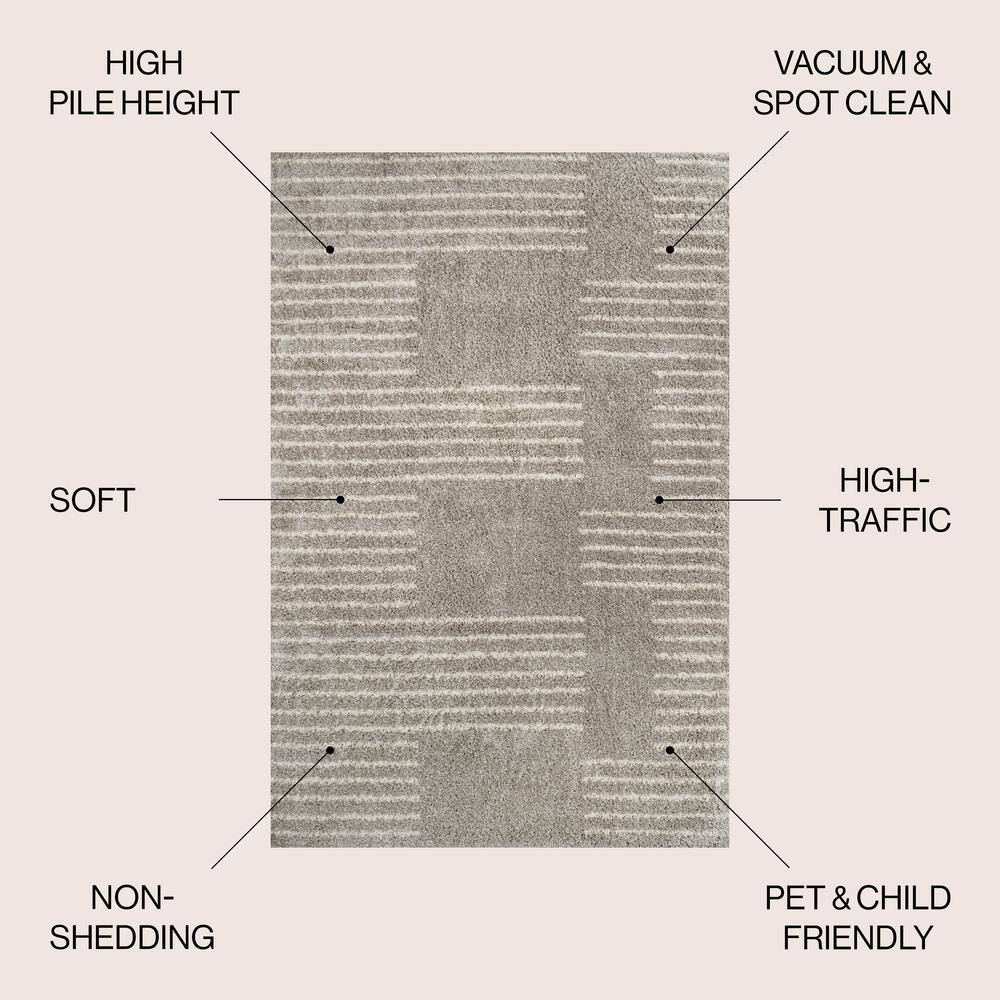 Gray and Ivory Rectangular Shag Area Rug