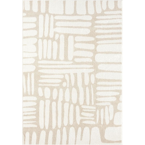 Nuevo Beige 7 ft. 9 in. x 10 ft. 2 in. Swirls Polypropylene Area Rug