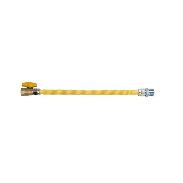 BrassCraft ProCoat 3/4 in. MIP x 3/4 in. FIP Ball Valve x 18 in. Stainless Steel Gas Connector 5/8 in. O.D. (164,200 BTU)