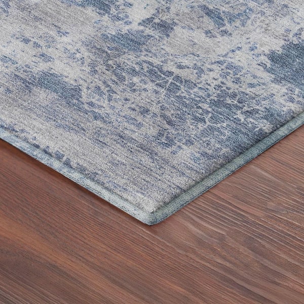 Mayfield Premium Machine Washable Abstract AMF2364 Blue 8 ft. x 10 ft. Area Rug