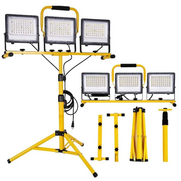 120 V 100-Watt 30000-Lumen 3-Head Adjustable Integrated LED Work Light w/ 47-68 in. Tripod, 18 ft. Cord and IP66 Rating