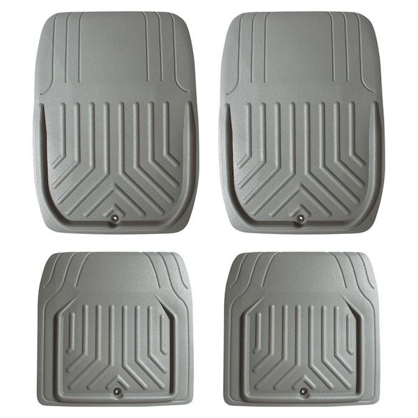 FH Group Trim-to-Fit Faux Leather Deep Tray Floor Mats - Full Set