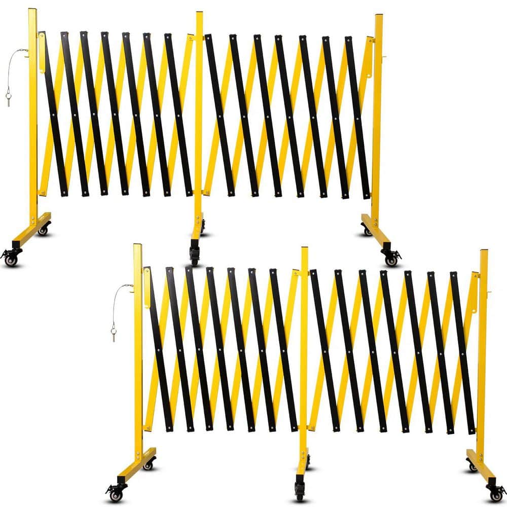 2-Pack 17 ft. x 3.4 ft. Yellow and Black Metal Expandable Barricade, Folding Security Gate Safety Barrier with Casters price history on PriceWatchPro