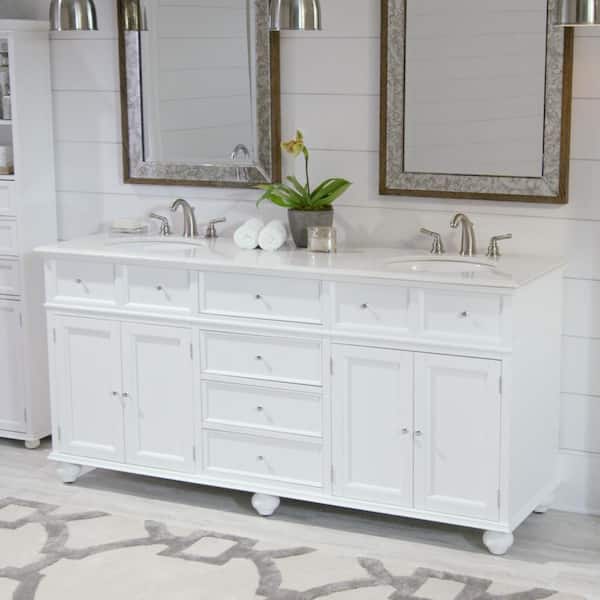 Wyndham Collection WCV232372DWHCXSXXMXX Avery 72 inch Double Bathroom Vanity in White No Countertop No Sinks and No Mirror