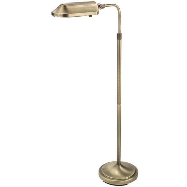 Verilux Heritage 39 in. Antiqued Brushed Brass Natural Spectrum Floor Lamp with Full Rotation Head and Adjustable Arm