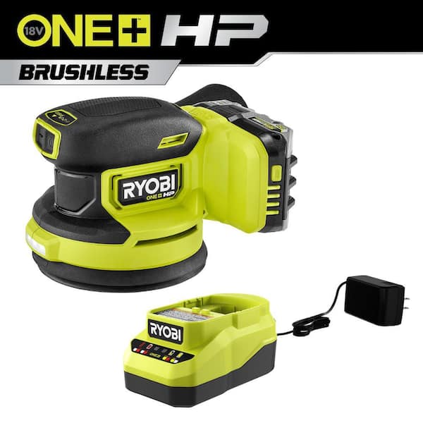 RYOBI ONE+ HP 18V Brushless Cordless 5 in. Random Orbit Sander Kit with 2.0 Ah HIGH PERFORMANCE Battery and Charger
