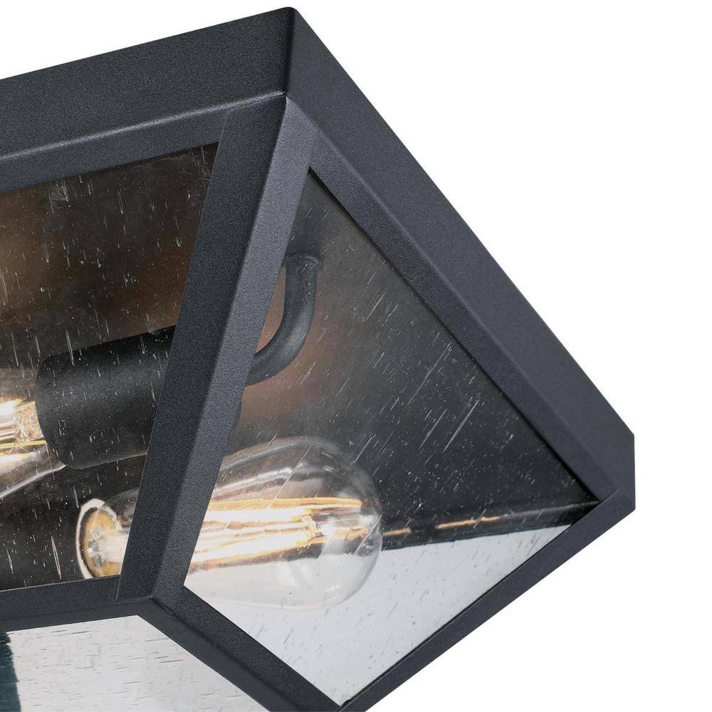 Black Glass 2-Light Outdoor Flush Mount