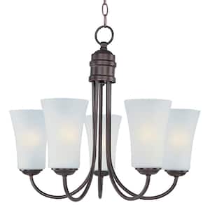 Logan 5-Light Oil Rubbed Bronze Chandelier with Frosted Shade