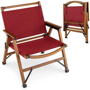 Supports 330 lbs. Patio Folding Camping Beach Chair with Solid Bamboo Frame Heavy-Duty Portable for Adults