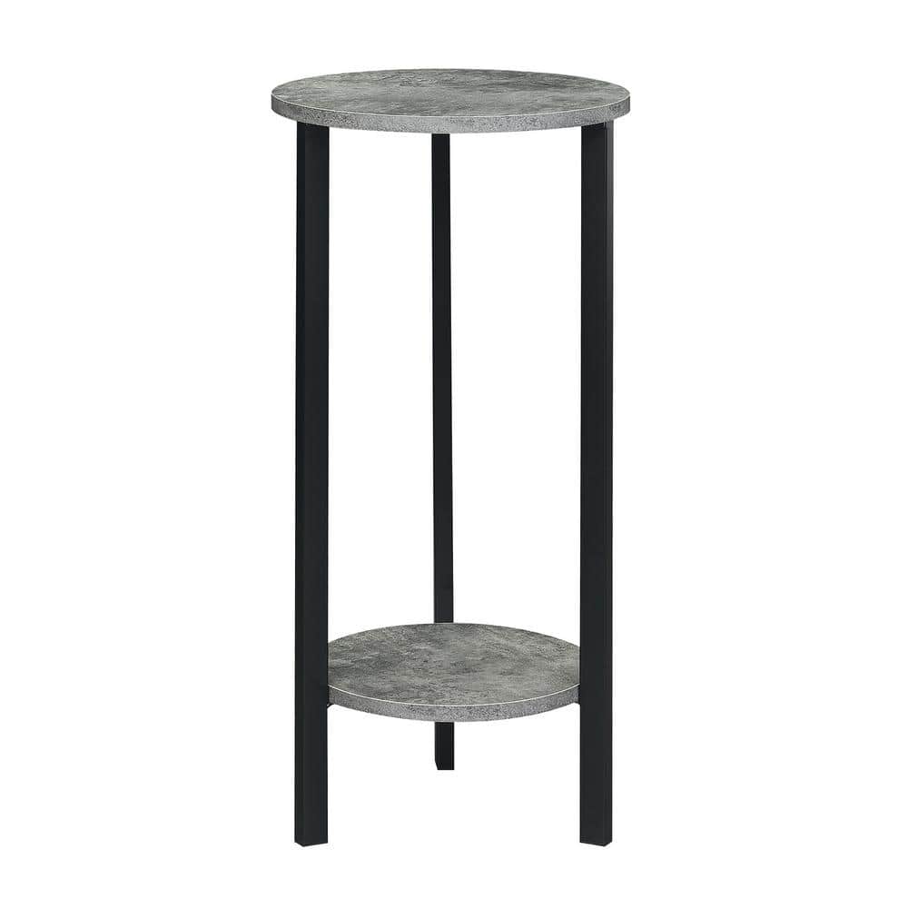 Graystone 31.5" Cement and Black Two-Tier Plant Stand