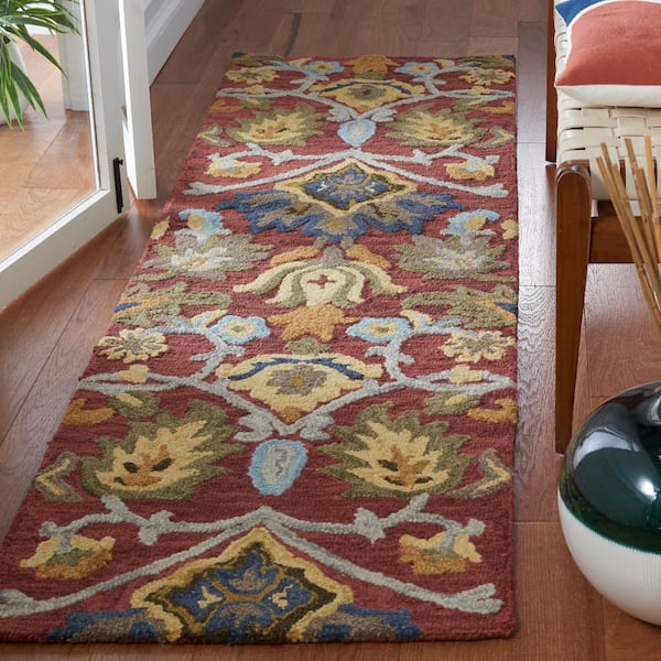 Blossom 2 ft. x 22 ft. Red/Multi Geometric Floral Runner Rug