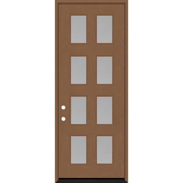 Steves & Sons Regency 42 in. x 96 in. 8L Modern Clear Glass RHIS Autumn Wheat Stained Fiberglass Prehung Front Door with 4 in. Jamb