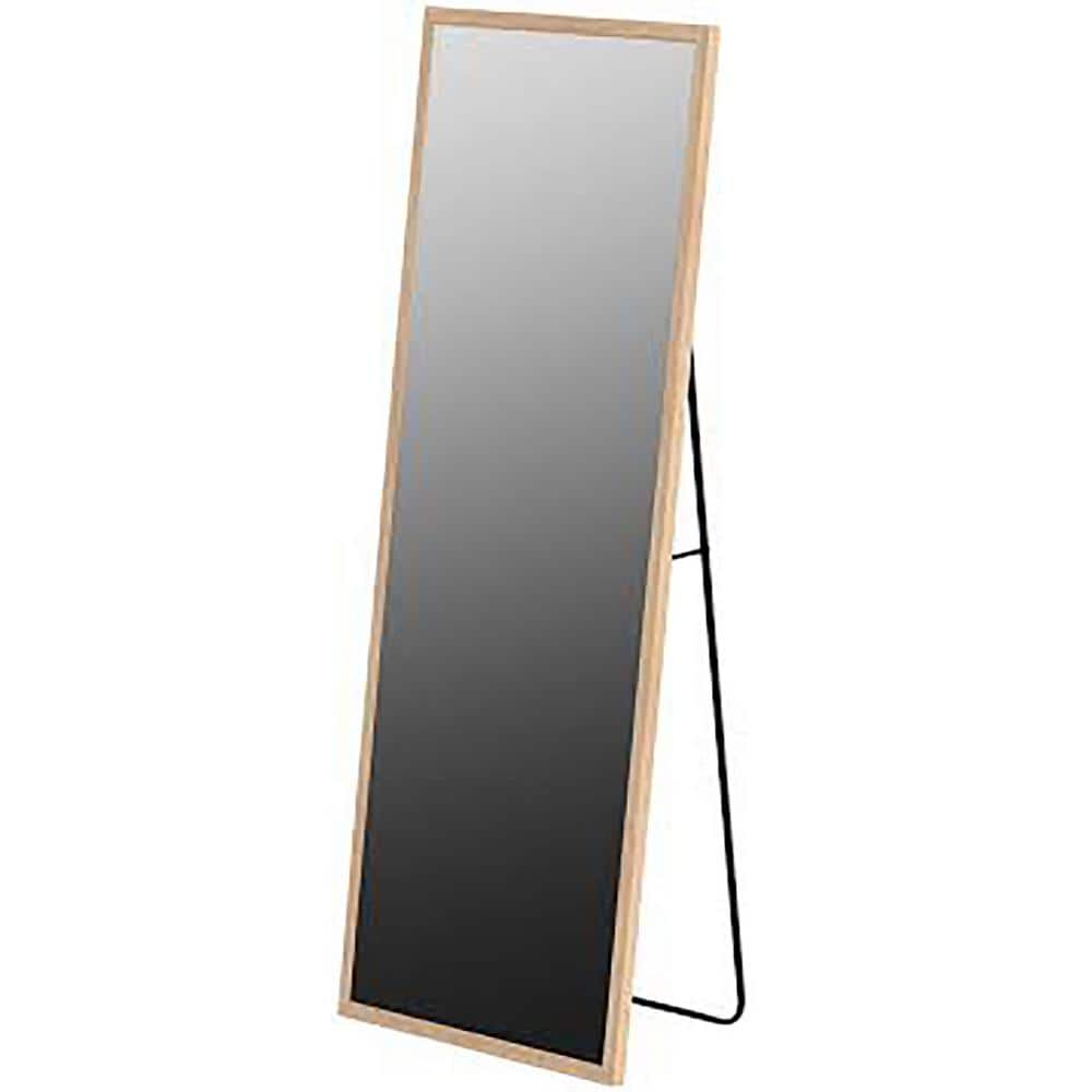 Light Oak 58 in. W x 18 in. H Rectangle Solid Wood Floor Mirror, Full lengt