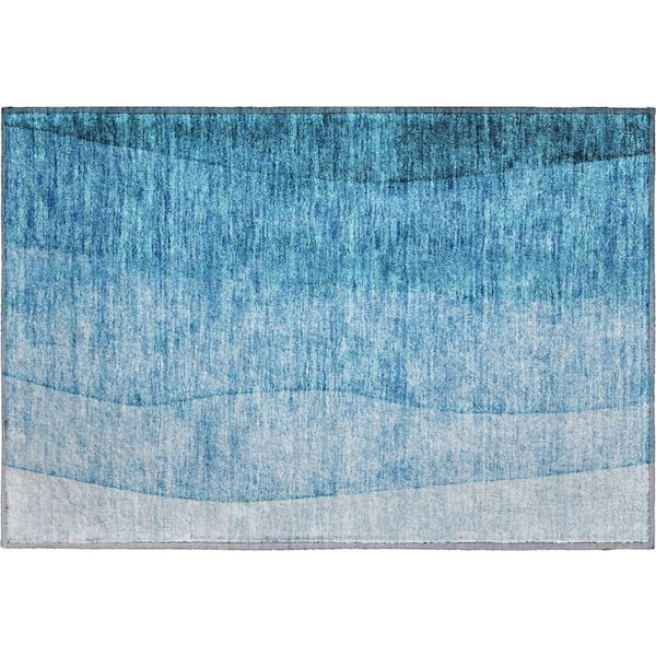 Addison Rugs Mayfield Premium Machine Washable Indoor/Outdoor Geometric AMF625 Teal 1 ft. 8 in. x 2 ft. 6 in. Area Rug