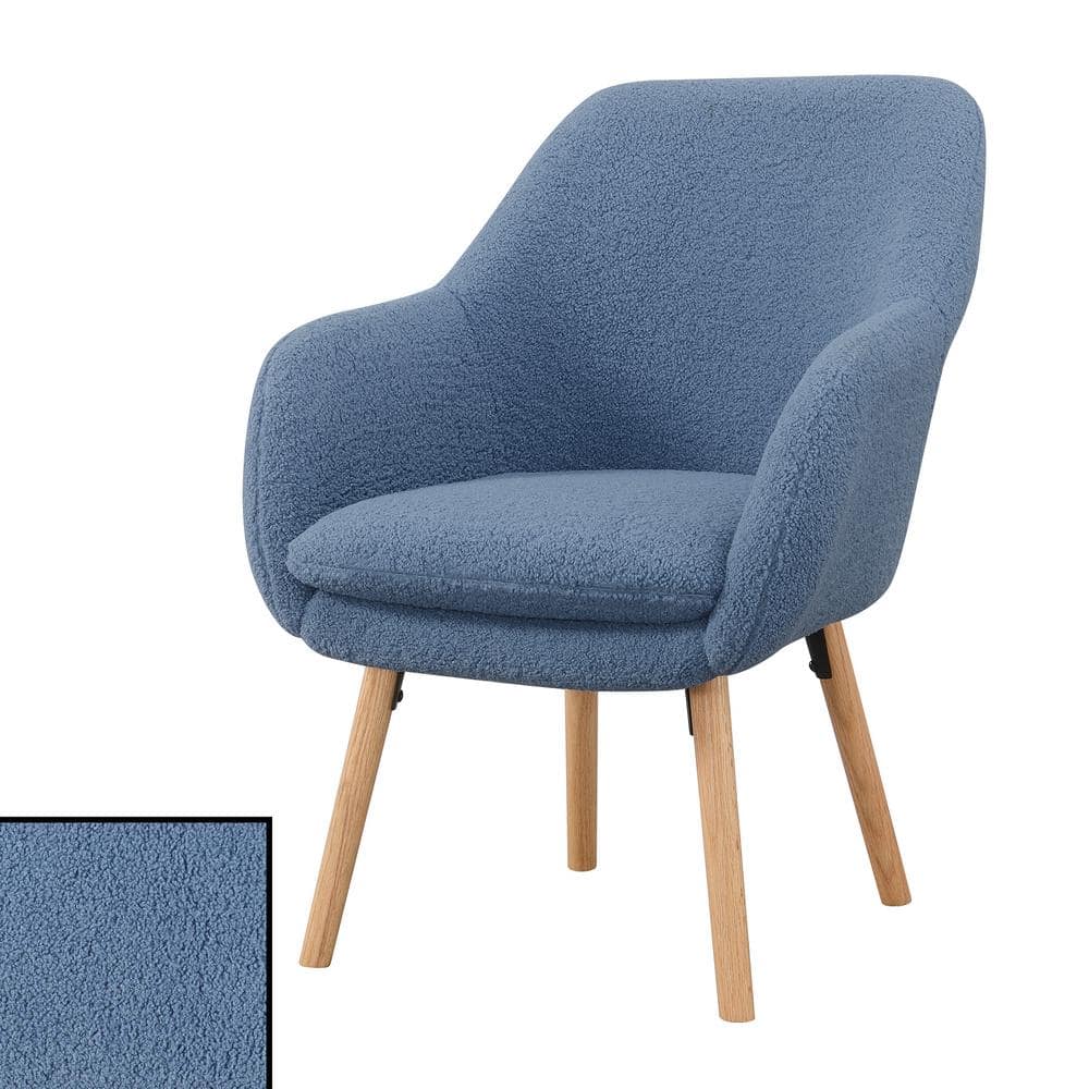 Charlotte Sherpa Blue Wood Wingback Accent Chair