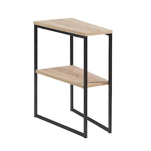 20 in. Brown and Black Rectangle Wood End/Side Table with Metal Frame