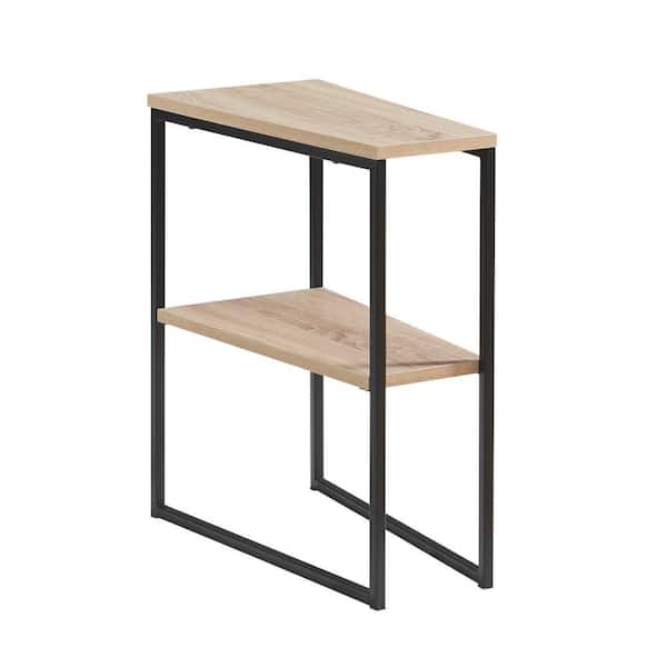 Benjara 20 in. Brown and Black Rectangle Wood End/Side Table with Metal Frame