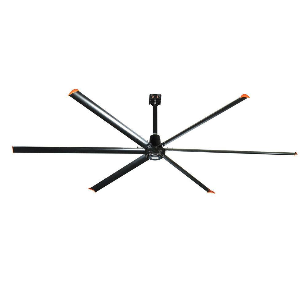 22 ft. Aluminum Indoor/Covered Outdoor Industrial HVLS 120V-1Phase Black Ceiling Fan with Downrod, Wall Control No Light price history on PriceWatchPro