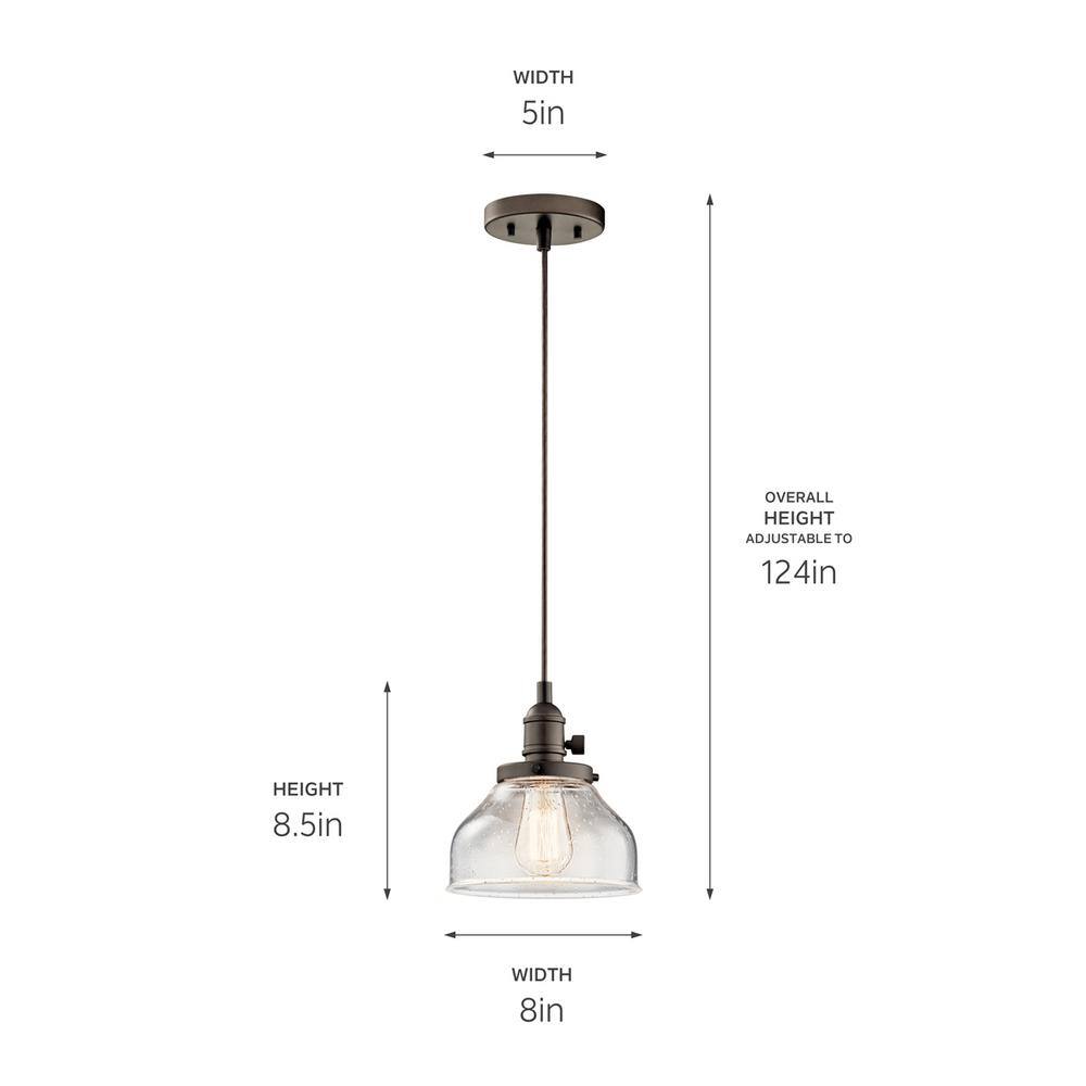 Avery 8.5" Olde Bronze Mini Pendant with Clear Glass Shade