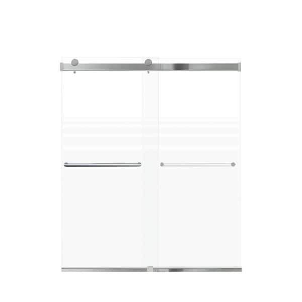 Transolid Brianna 60 in. W x 70 in. H Sliding Frameless Shower Door in Polished Chrome Finish with Frosted Glass