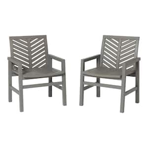 Modern Gray Acacia Wood Outdoor Lounge Chair Set of 2 for Outdoor Use Backyard Patio Deck or Porch