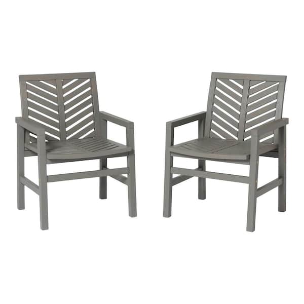 ITOPFOX Modern Gray Acacia Wood Outdoor Lounge Chair Set of 2 for Outdoor Use Backyard Patio Deck or Porch