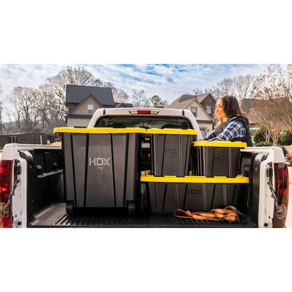 Reviews for HDX 9 Gal. Tough Storage Tote in Black with Yellow Lid