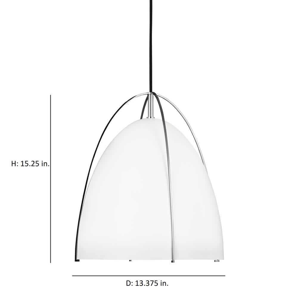Norman 13" Chrome and Matte White Contemporary Pendant Light