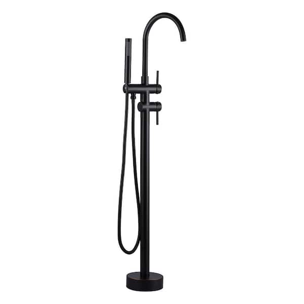 2-Handle Freestanding Tub Faucet with Hand Shower in Oil Rubbed Bronze