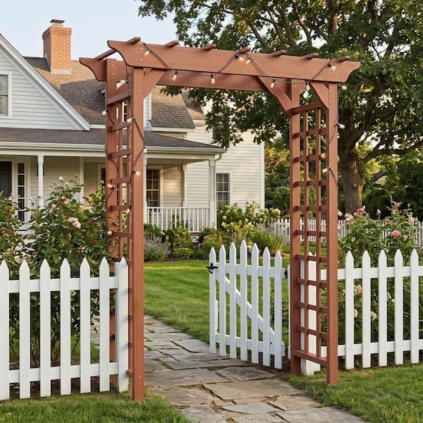 85 in. x 63 in. Wooden Garden Arbor,Outdoor Garden Arch Trellis for  Climbing Vines,Garden Arbor Arch with Trellis-Brown W2640P356950Q - The  Home Depot
