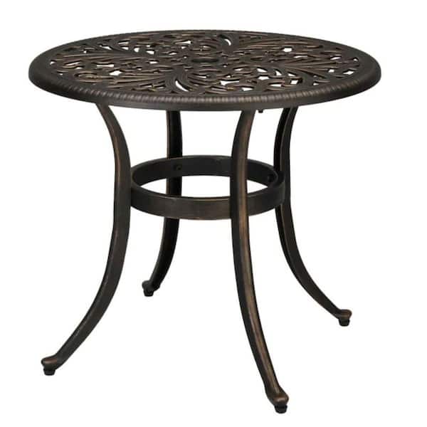 23.6 in. Round Cast Aluminum Garden Table-Weather-Resistant, Bronze Powder-Coated Outdoor Dining Table.
