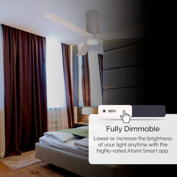 Nouvo 3 52 in. Smart Indoor Pearl White 3-Blade WiFi Ceiling Fan with Adjustable Color & Tunable White LED, Remote