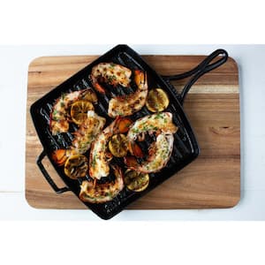 Triple Seasoned 12 in. Square Cast Iron Grill Pan Skillet