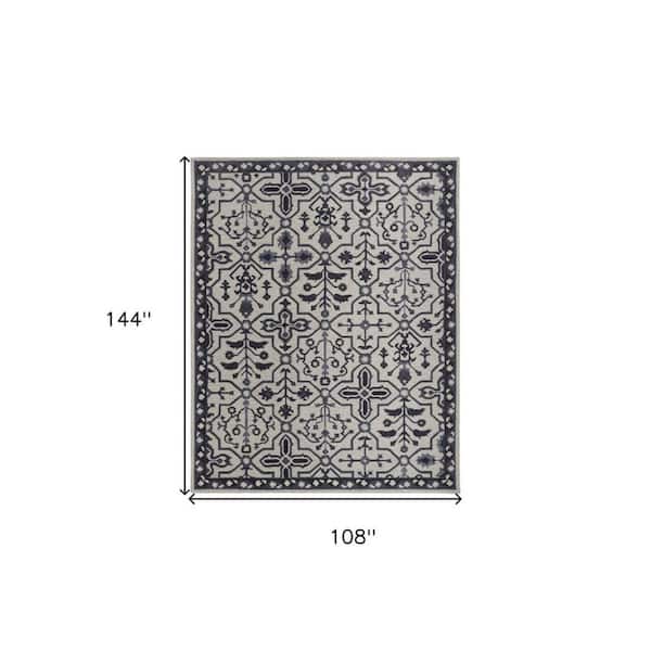 2 ft. x 8 ft. Gray Floral Area Rug