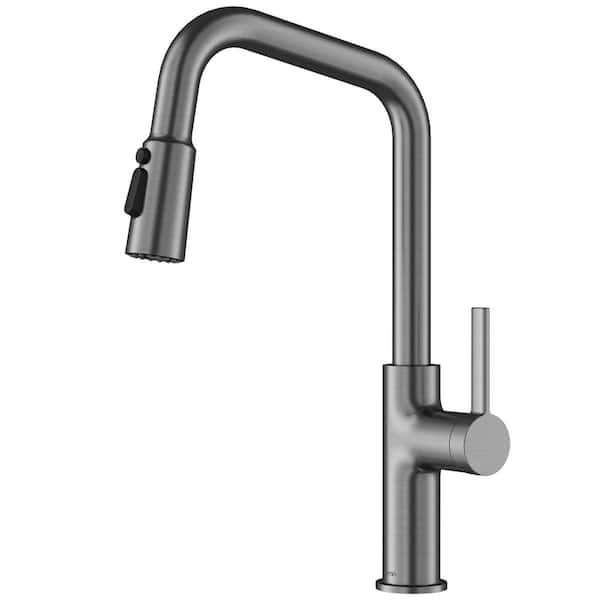 Stalbridge Single Handle Pull-Down Sprayer Kitchen Faucet in Spot-Free Gunmetal Grey