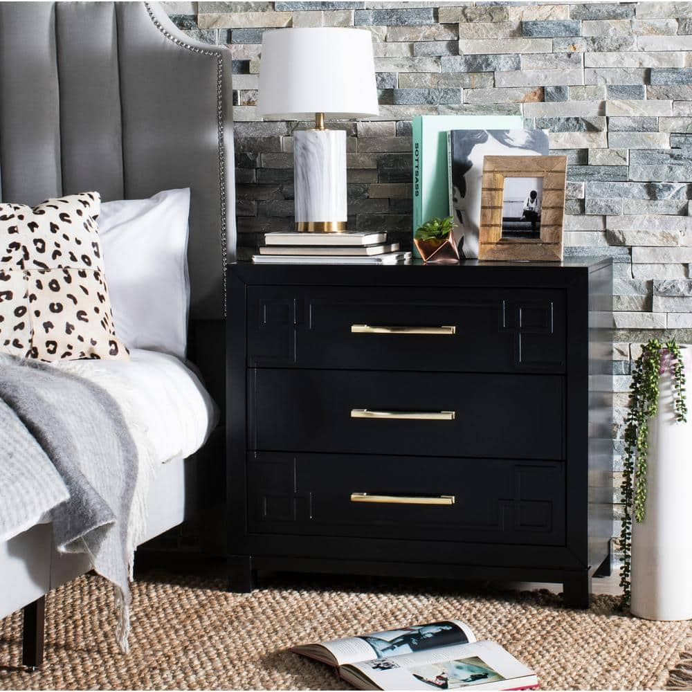 SAFAVIEH Raina 3-Drawer Black/Gold Chest CHS6412C