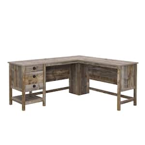 Granite Trace 65.118 in. L-Shaped Rustic Cedar Computer Desk with Cord Management and File Storage