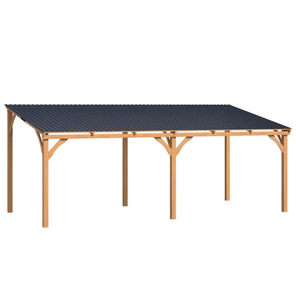 20 ft. x 10 ft. Outdoor Wood Gazebo for Patio, Outdoor Lean to Hardtop Cedar Pergolas and Gazebos Clearance