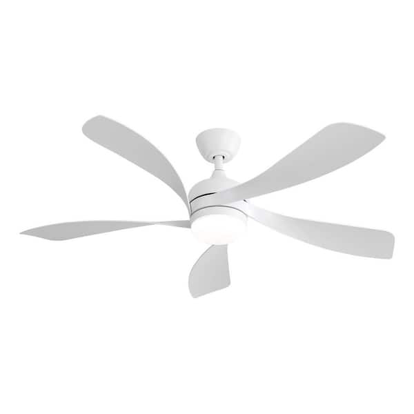 Lasaideal 52 in. White Integrated LED Indoor down rod mount Ceiling Fan with Light Kit and Remote Control