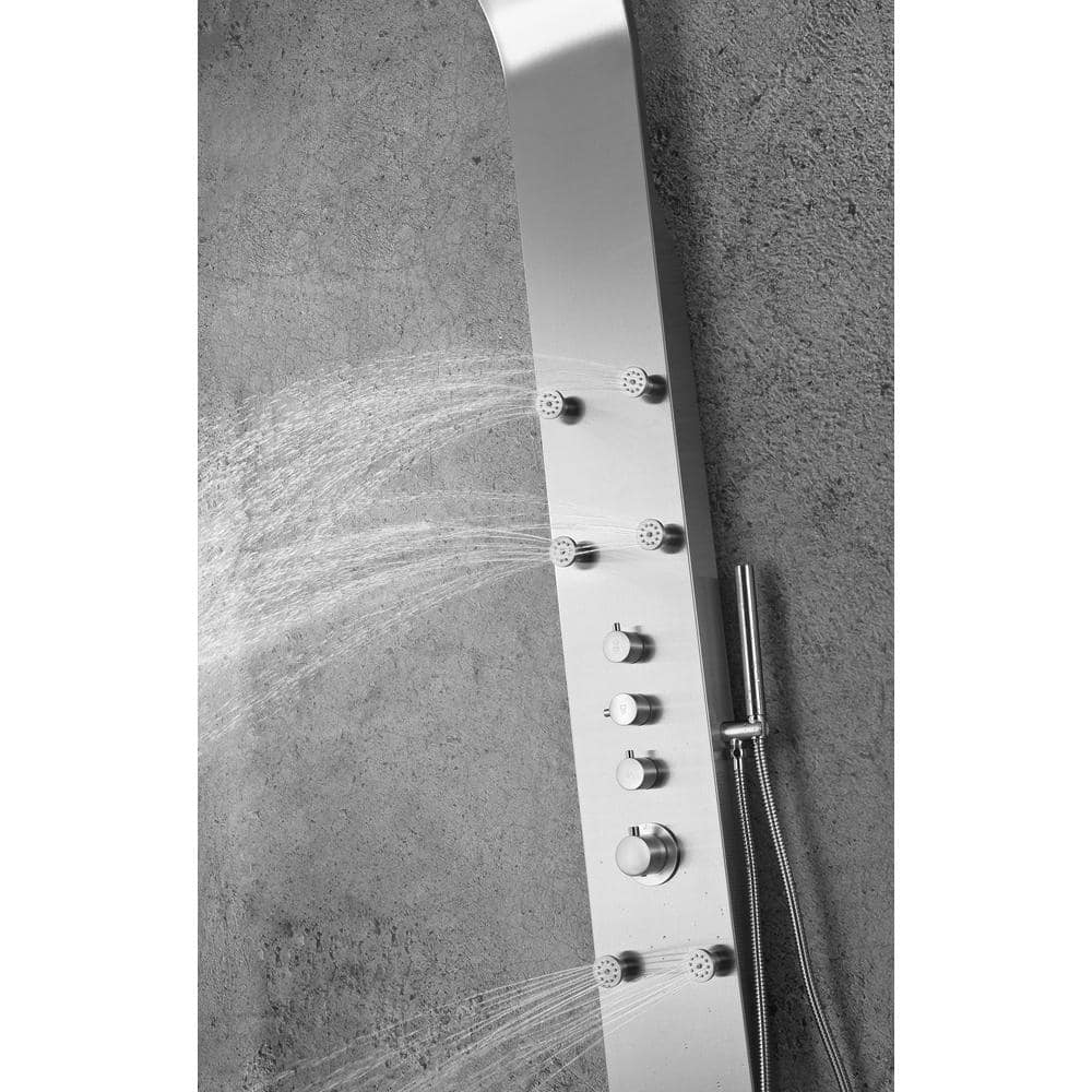 Fontan Brushed Steel 64" Shower Panel with Rainfall Head