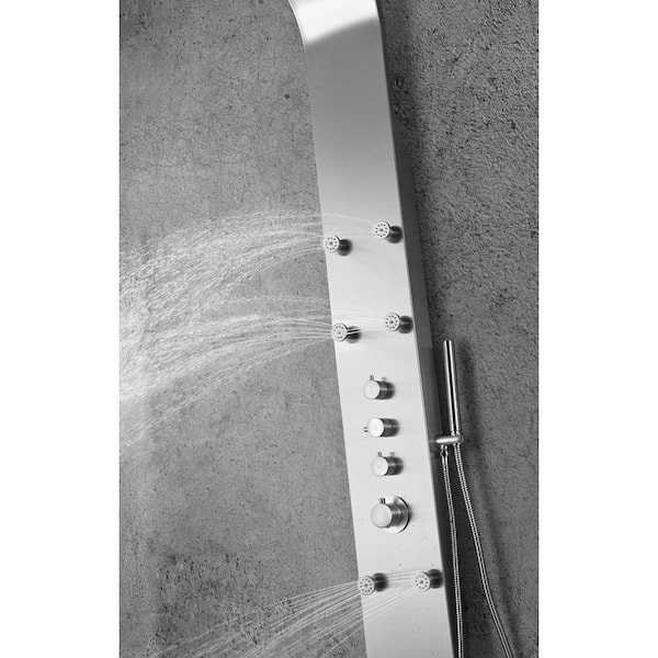 ANZZI Fontan Brushed Steel 6-Spray Shower Panel System (Valve Included) ANZZI Fontan Brushed Steel 6-Spray Shower Panel System (Valve Included)