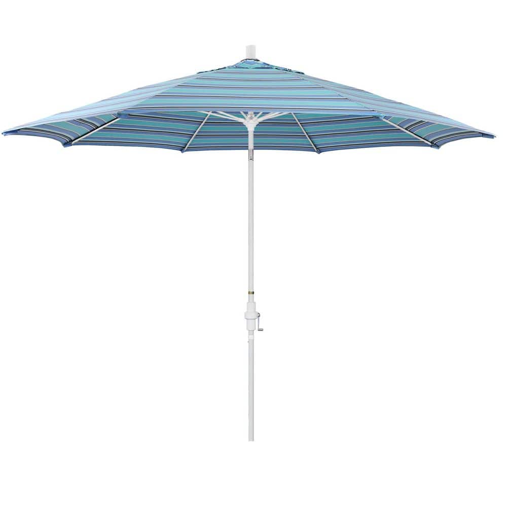 11 ft. Matted White Aluminum Market Patio Umbrella Fiberglass Ribs Collar Tilt Crank Lift in Dolce Oasis Sunbrella price history on PriceWatchPro