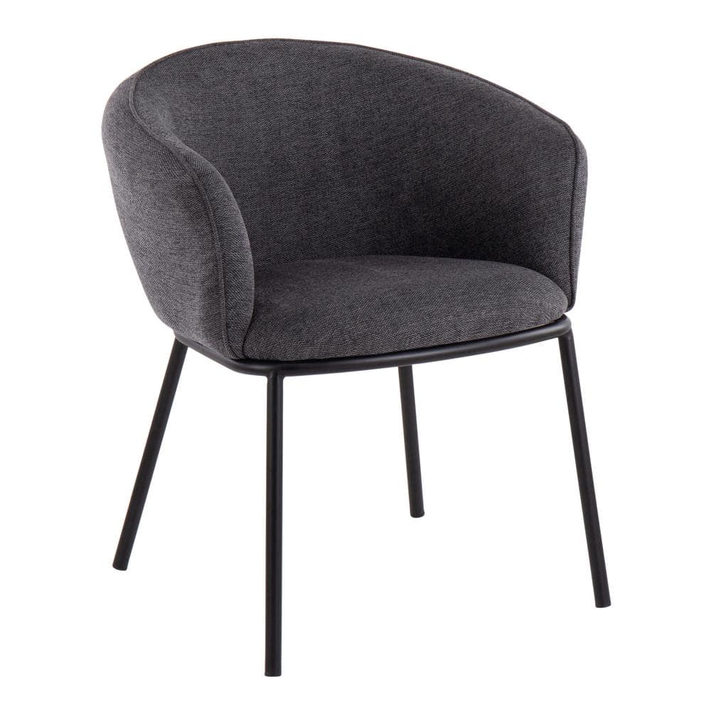 Lumisource Ashland Charcoal Fabric and Black Steel Arm Chair CH-ASHLAND ...