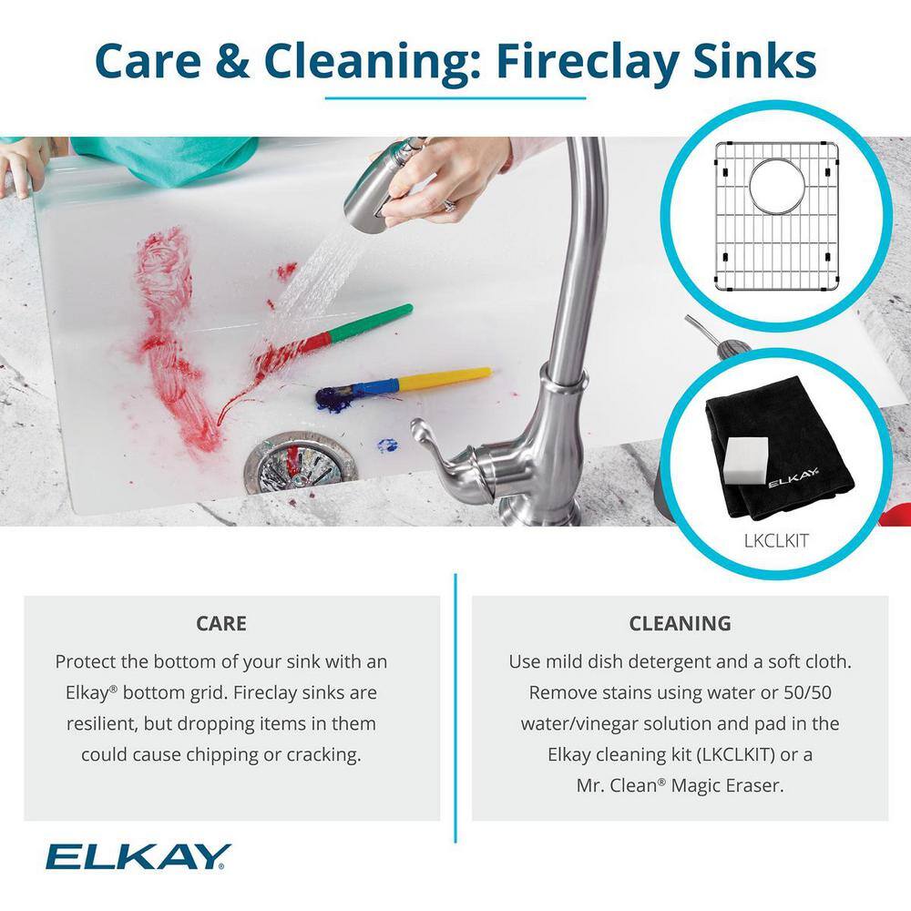 Elkay White Fireclay 30" Farmhouse Kitchen Sink