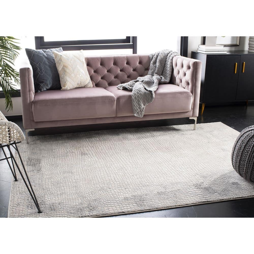 Gray Abstract 9' x 12' Stain-Resistant Synthetic Area Rug