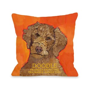 Doodle Orange Graphic Polyester 16 in. x 16 in. Throw Pillow