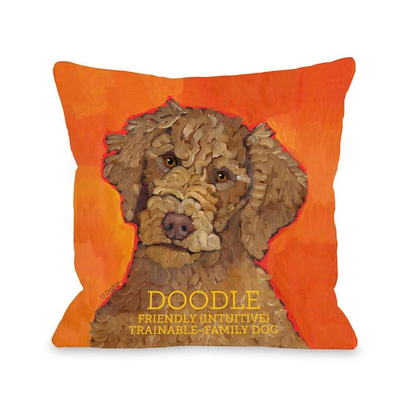 Unbranded Doodle Orange Graphic Polyester 16 in. x 16 in. Throw Pillow