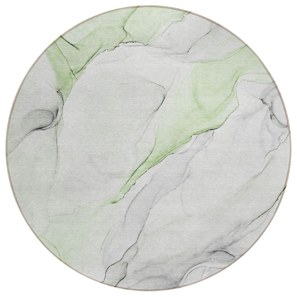 Chantille ACN515 Green 8 ft. x 8 ft. Round Machine Washable Indoor/Outdoor 
