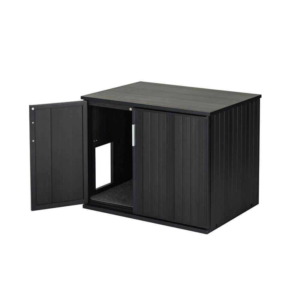 Espresso Black Freestanding Plastic Litter Box Enclosure Table