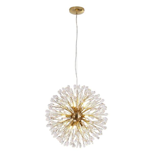 RRTYO Haywa 9-Light Modern Glam Gold Linear Sputnik Starburst 